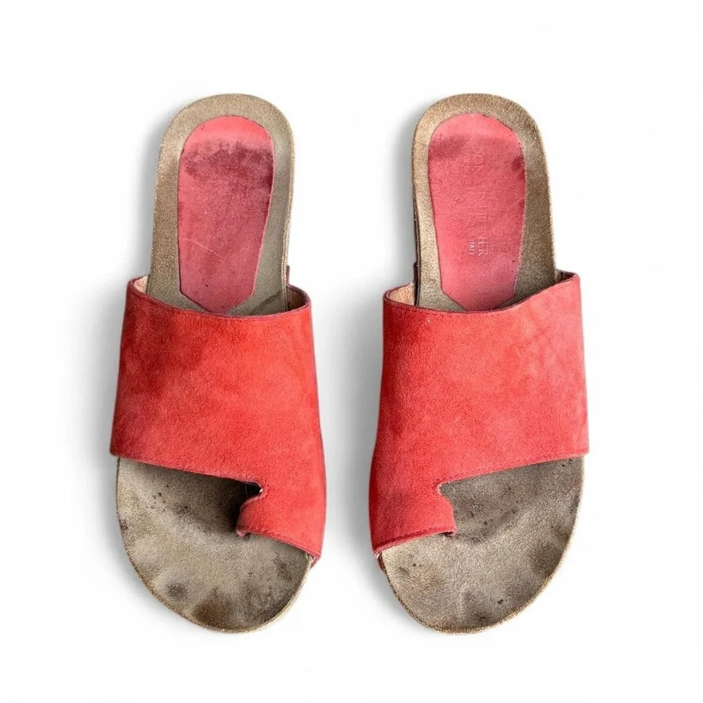 Donald Pliner Ginie Cork Platform Wedge Sandal Orange Suede Leather